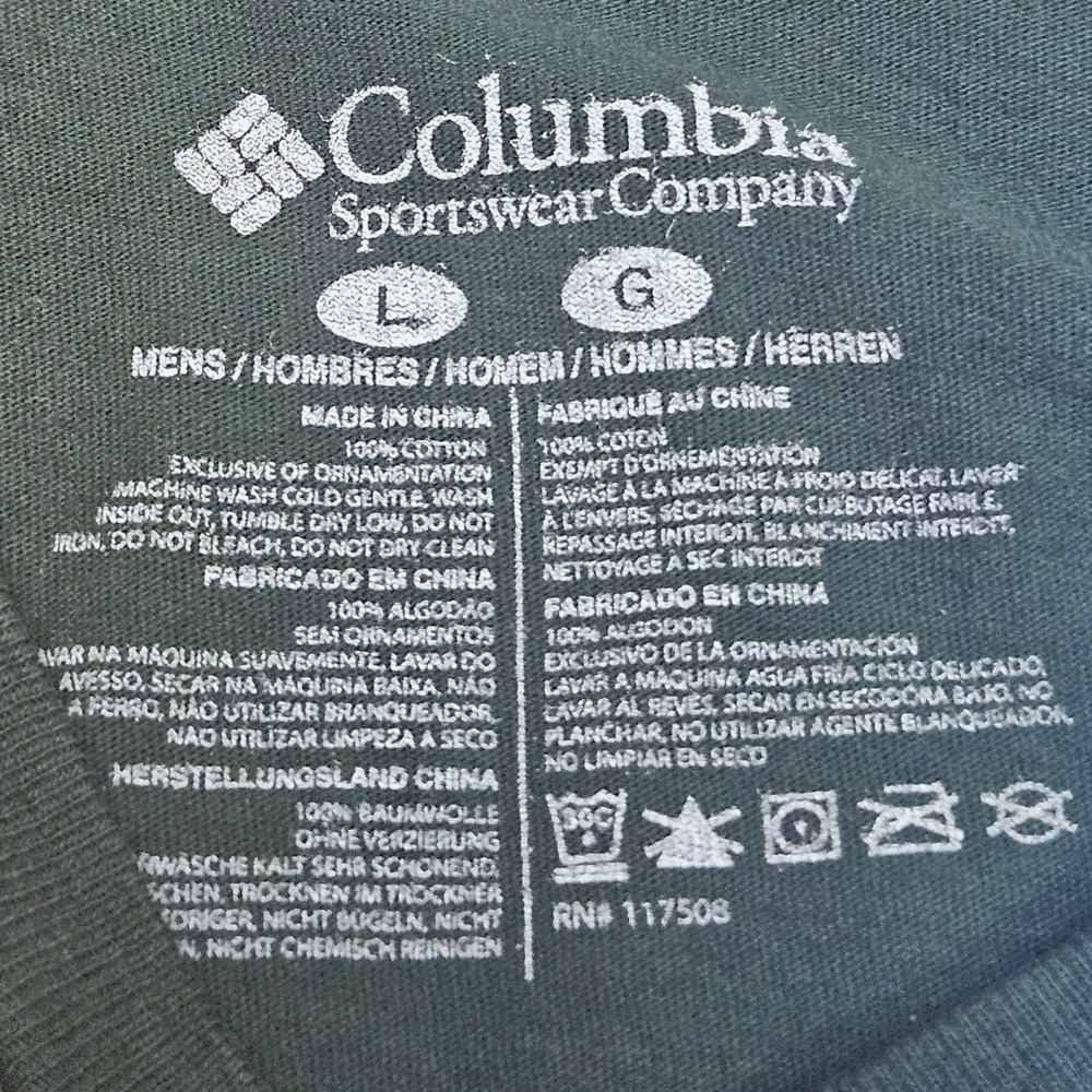 Columbia‎ Mountain TShirt Large Green Logo Cotton Outdoor Hiking Nature Casual - Picture 2 of 7